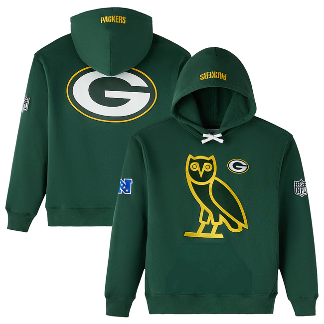 Men's Green Bay Packers Green 2025 OVO Scarlet Icon Team Pullover Hoodie